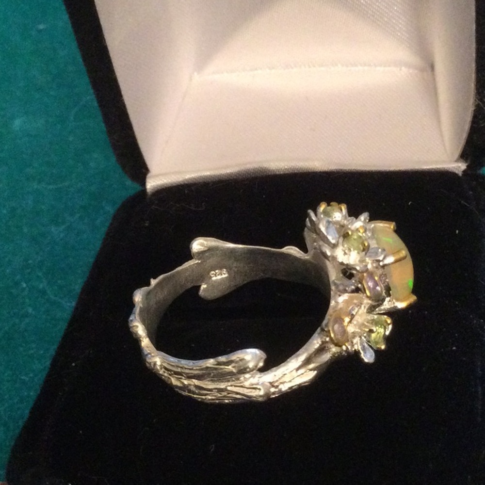 ⭐️Genuine Natural Fiery Opal & Tanzanite Ring - Picture 13 of 13